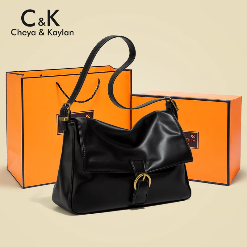 CHEYA &KAYLAN is popular this year with a sense of luxury shoulder bag, soft leather commuter messenger bag, small bag, women's crossbody bag
