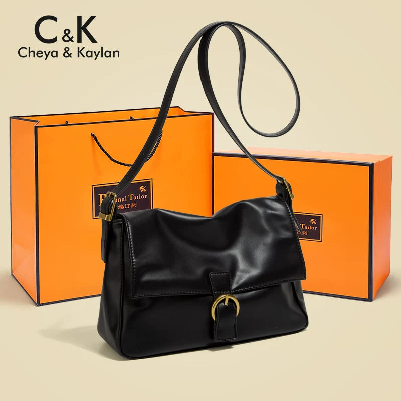 CHEYA &KAYLAN is popular this year with a sense of luxury shoulder bag, soft leather commuter messenger bag, small bag, women's crossbody bag